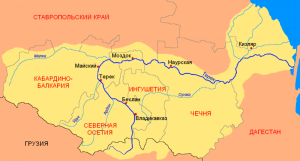 Река Терек на карте России. Фото, где находится исток и устье, куда впадает, где протекает, факты и характеристики